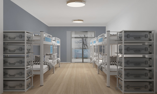 工廠用雙層鐵床，行李箱怎么放？